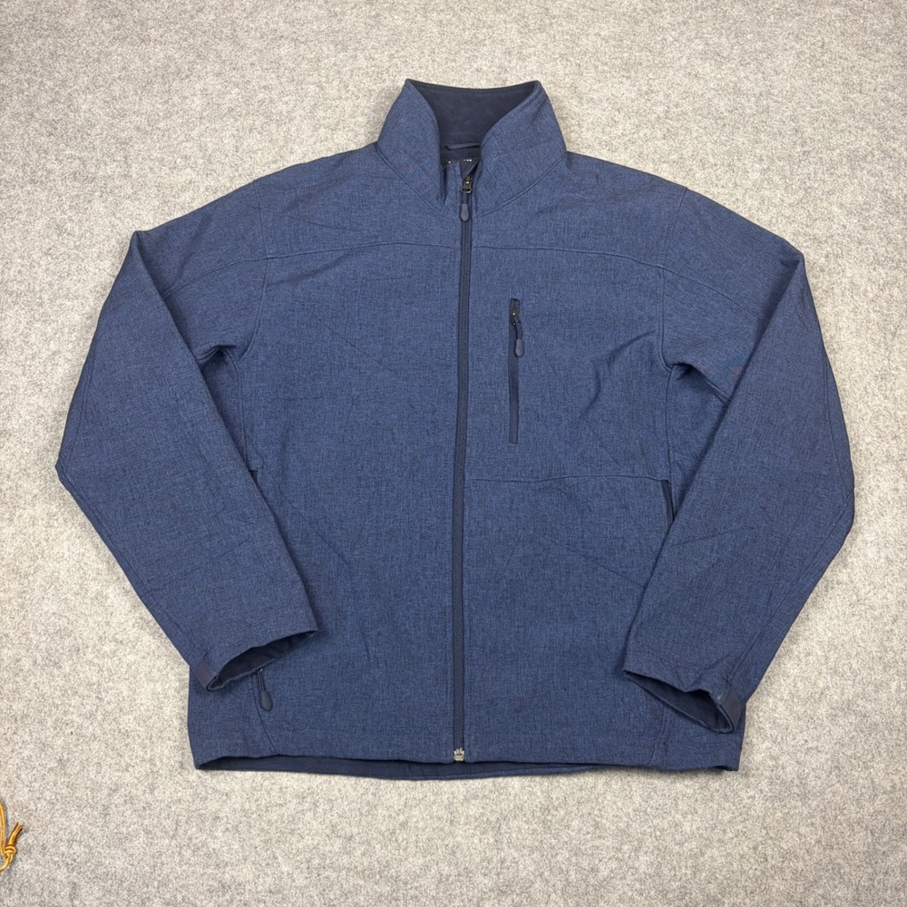 Kirkland Signature Mens Softshell Jacket Navy Blue Full Zip Large L Mock Neck